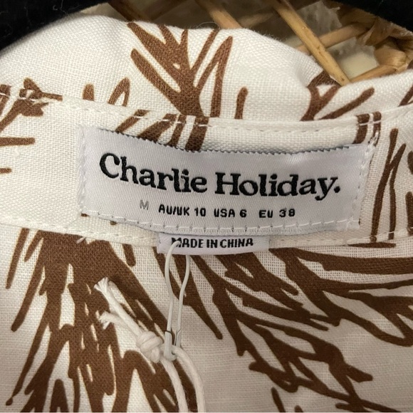 Charlie Holiday Lola Linen Romper Playsuit Isle of Palms White Linen Sz 6 B11 - Picture 3 of 8